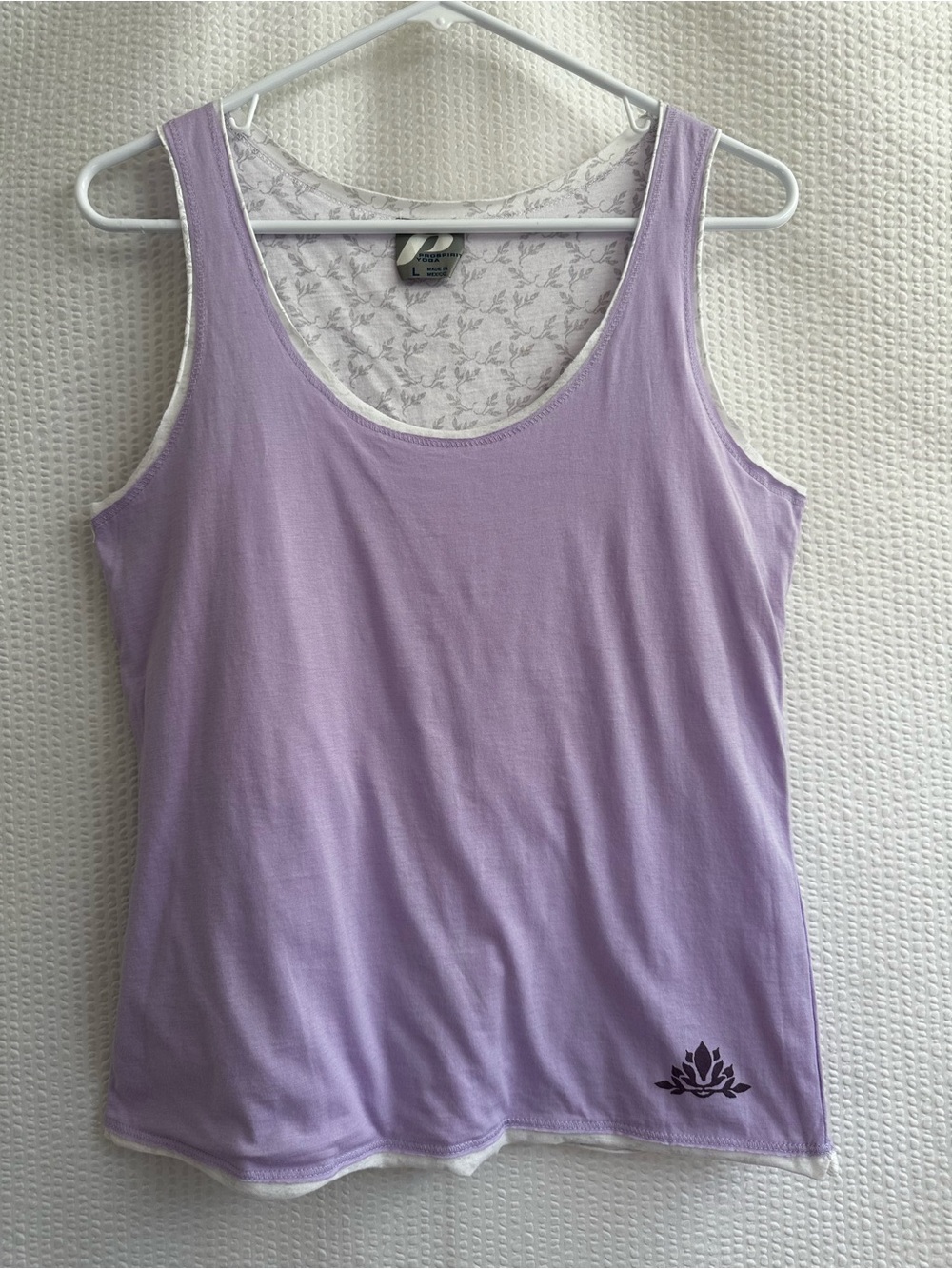 PROSPIRIT YOGA Lavender Purple Floral Reversible Cotton Tank Top Women’s Large